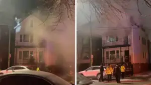 incendio en Chicago en el West Side con bomberos atendiendo emergencia y evacuación de residentes