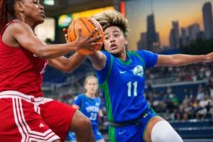 FGCU baloncesto femenino enfrentando a Loyola Chicago en el WNIT en Estados Unidos con ambiente competitivo y universitario