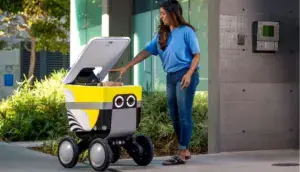 Robots delivery Chicago realizando entregas autónomas en calles urbanas con tecnología e inteligencia artificial