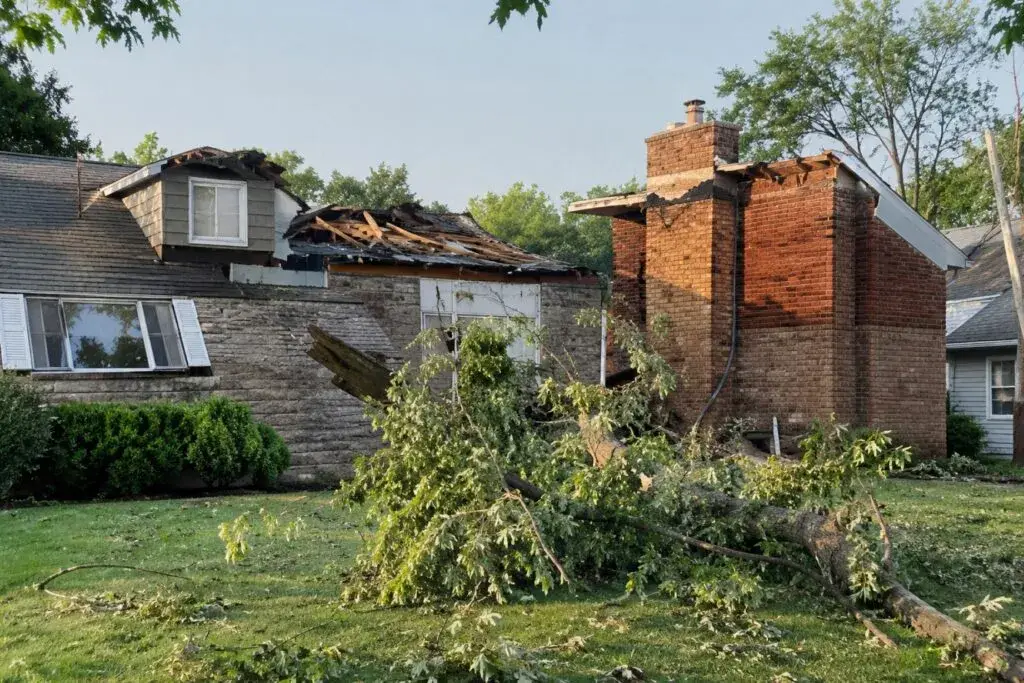 Tormentas en Lansing destruyeron viviendas y dejaron fuertes daños tras intensos vientos en Illinois, cerca de Chicago.