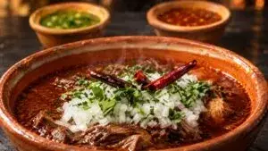 Plato de cabra con consomé y tortillas servido en Birrieria Ocotlan, uno de los restaurantes mexicanos reconocidos de Chicago.