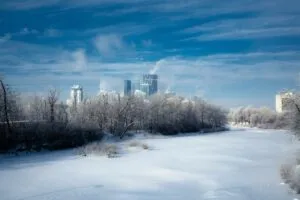 Nieve en Chicago durante una jornada de bajas temperaturas en la ciudad.